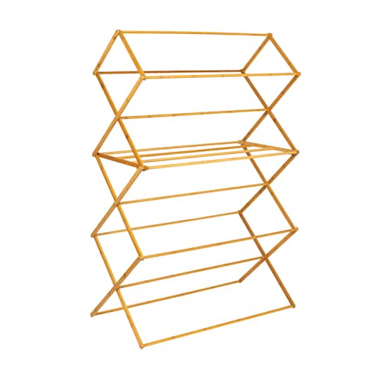 Household Essentials 60" Oversized Folding Bamboo Clothes Drying Rack with Flat Shelf